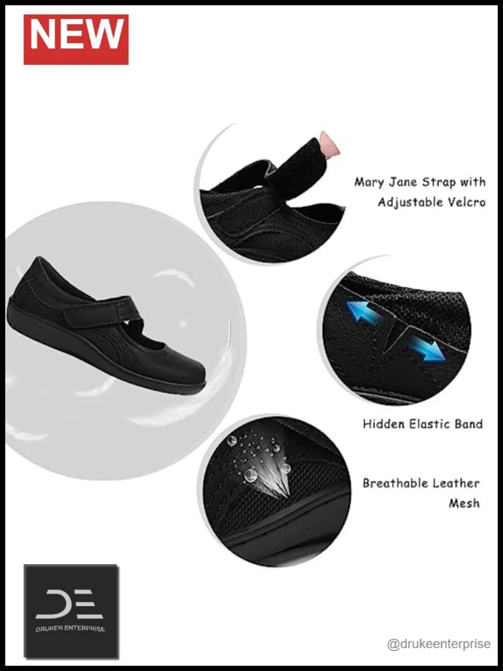 Mary Jane Flats Casual Dress Shoes Lightweight Breathable Walking Shoes Memory